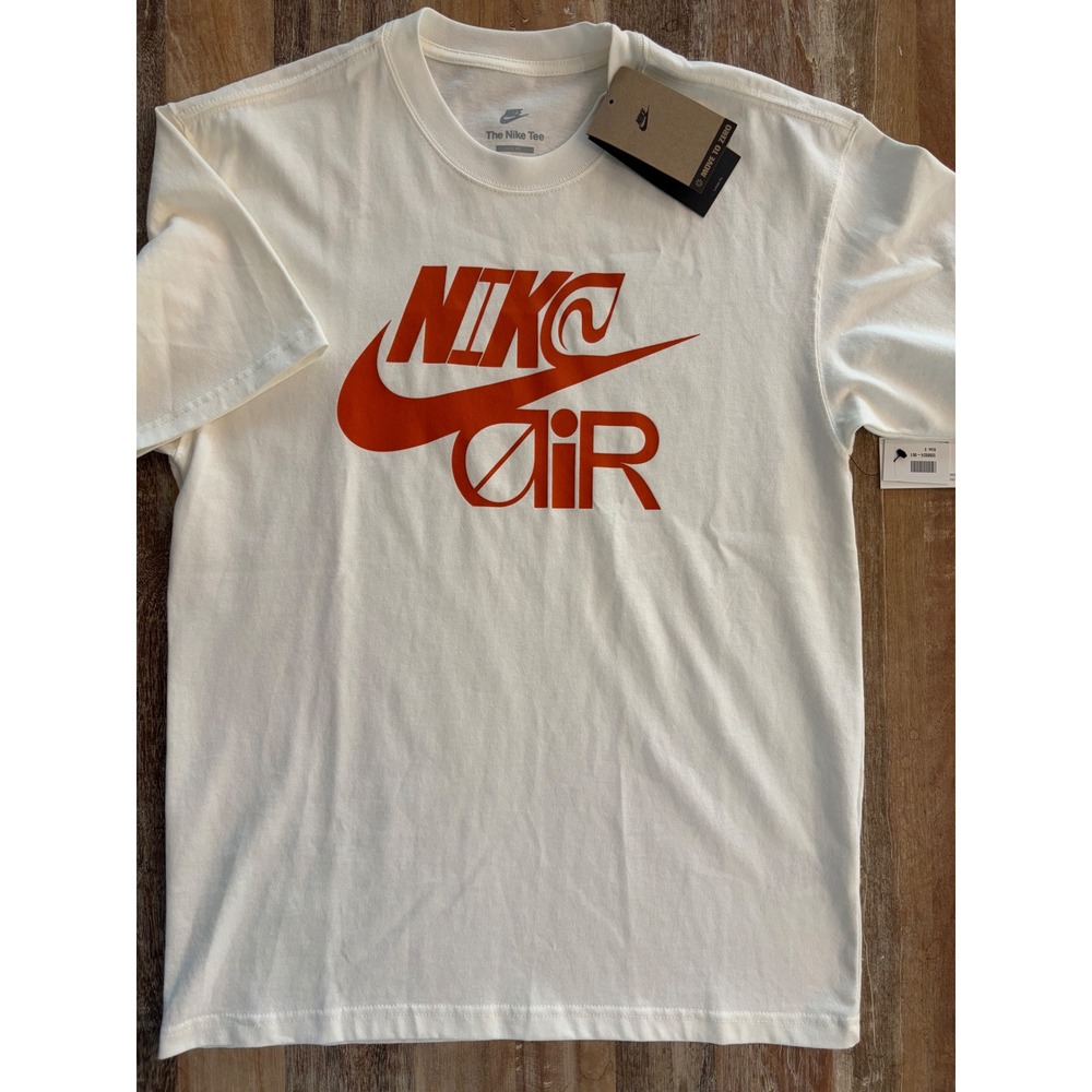 Nike Air Mens T-Shirt Sail Orange Loose Fit Graphic Tee FJ1083-133 Size Small